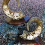 two horn carvings